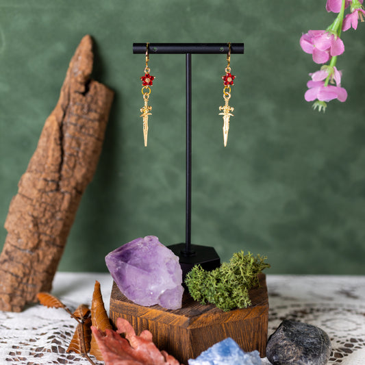 Sacred Blade (Ruby) Earrings
