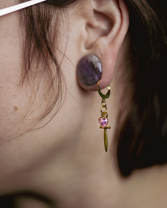 Gold Jeweled Dagger (Rose) Earrings