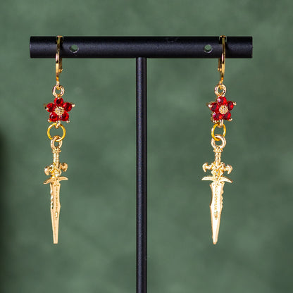 Sacred Blade (Ruby) Earrings